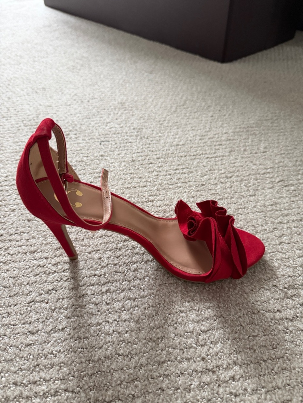 Charming Charlie Red Ruffle Open-Toe Stiletto Heel